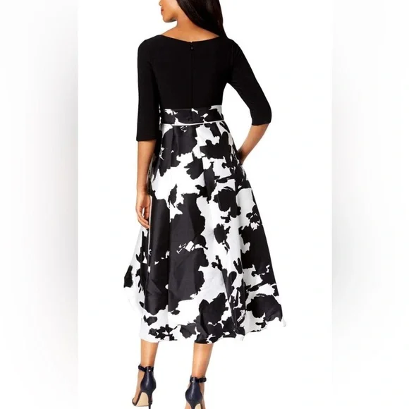 R & M Richards Collection Hi - Lo Black and White Dress - Picture 2 of 9